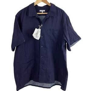 Engineered Garments Camp Shirt Indigo Cotton Gauze Men Size XL NEW